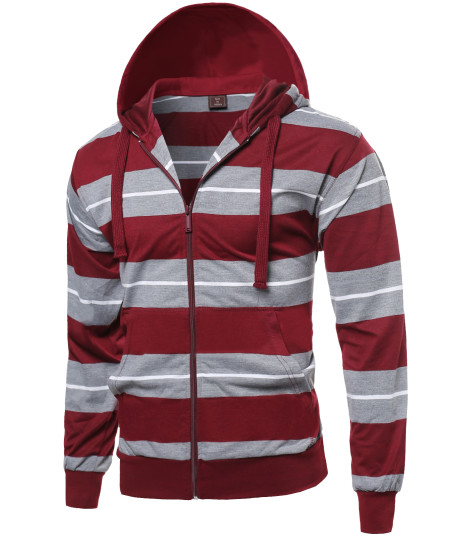 Men's Basic Stripe Light Weight Hoodie