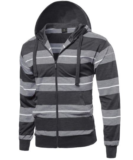 Men's Basic Stripe Light Weight Hoodie