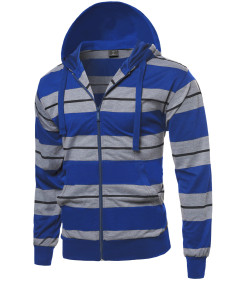 Men's Basic Stripe Light Weight Hoodie