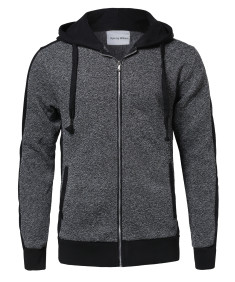 Men's Casual Workout Two Tone Fleeced Hoodie Sweatshirt