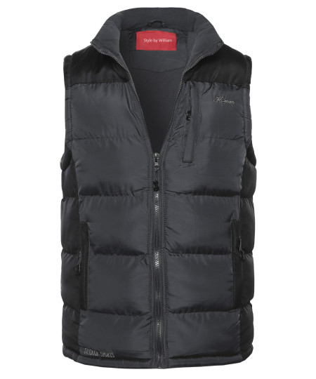 Men's Men's Contrasted Puffer Vest with Detachable hoody