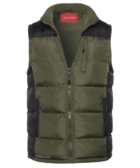 Men's Men's Contrasted Puffer Vest with Detachable hoody