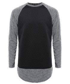 Men's Long Sleeve Two Tone Colored Raglan Sweatshirt