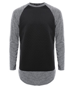 Men's Long Sleeve Two Tone Colored Raglan Sweatshirt