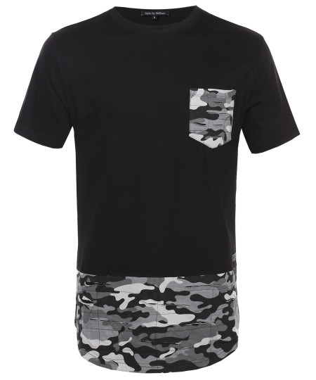 Men's Army Pocket Patched Tee with Rounded Hem