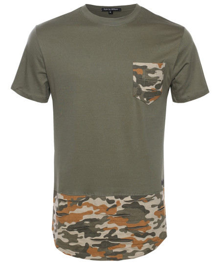Men's Army Pocket Patched Tee with Rounded Hem
