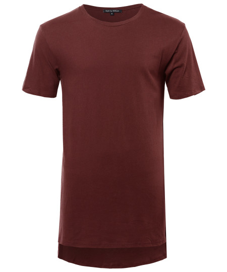 Men's Basic Short Sleeve Shirt With High-Low Hemline