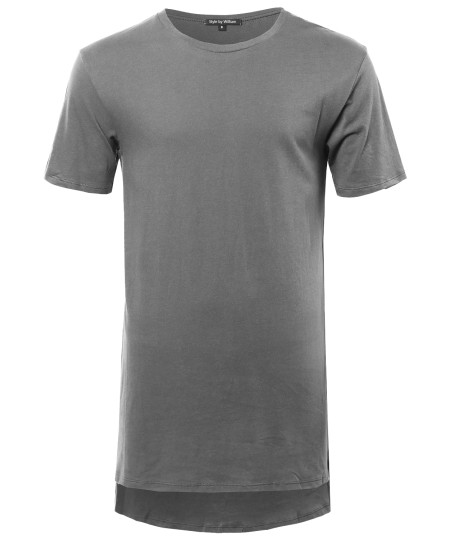 Men's Basic Short Sleeve Shirt With High-Low Hemline