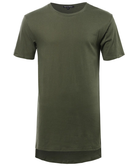 Men's Basic Short Sleeve Shirt With High-Low Hemline
