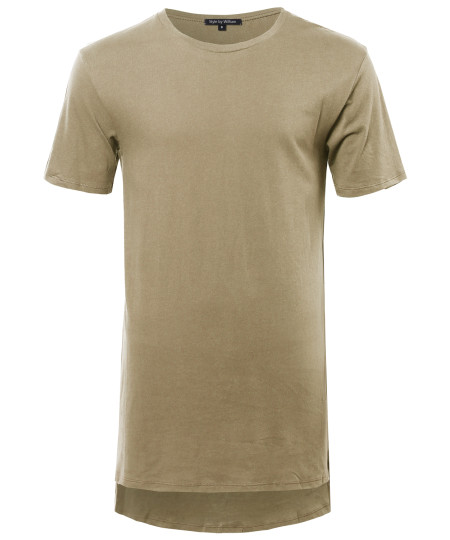 Men's Basic Short Sleeve Shirt With High-Low Hemline