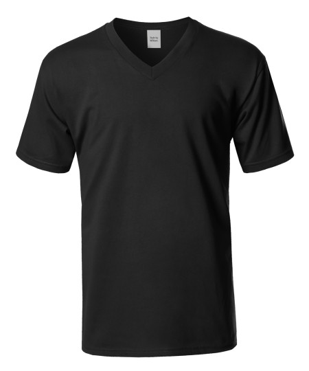 Men's Basic Short Sleeve V-neck Cotton T-shirt S-5XL MADE IN USA