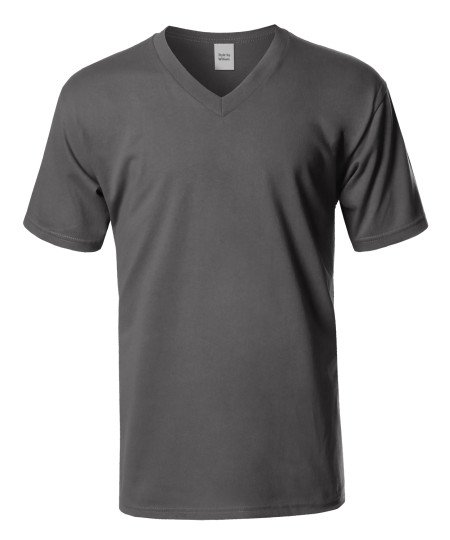 Men's Basic Short Sleeve V-neck Cotton T-shirt S-5XL MADE IN USA