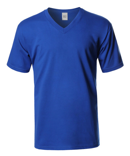 Men's Basic Short Sleeve V-neck Cotton T-shirt S-5XL MADE IN USA
