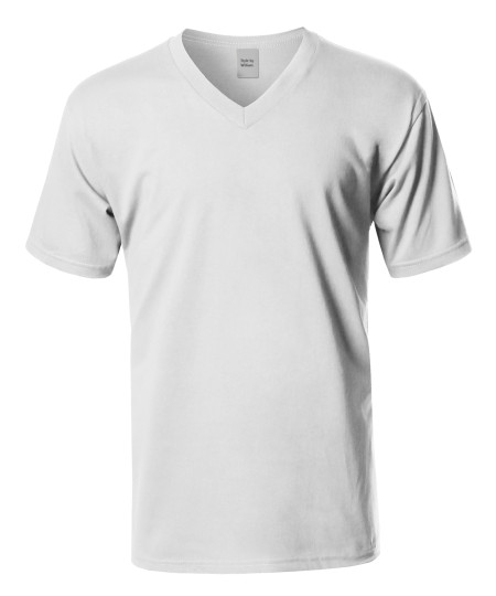 Men's Basic Short Sleeve V-neck Cotton T-shirt S-5XL MADE IN USA