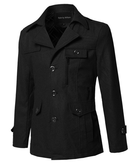 Men's Classic Solid Detachable Belt Coat