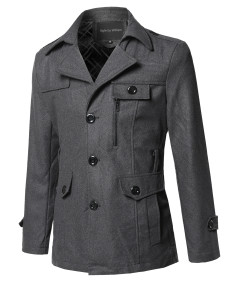 Men's Classic Solid Detachable Belt Coat