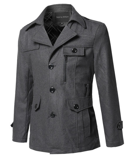 Men's Classic Solid Detachable Belt Coat