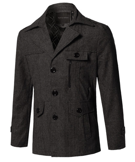 Men's Classic Micro Checked Detachable Belt Coat