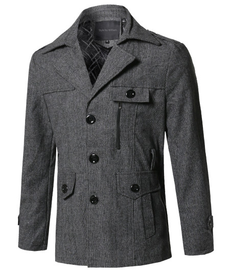 Men's Classic Micro Checked Detachable Belt Coat