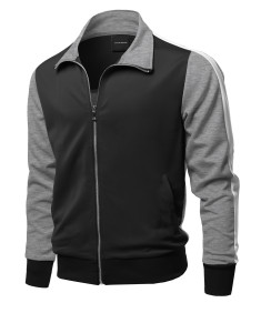Men's Casual Premium Quality Shoulder Panel Color Block Zip-Up Track Jacket