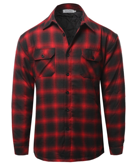 Men's Casual Plaid Flannel quilted Button Jacket