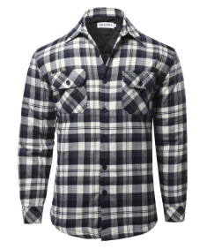 Men's Casual Plaid Flannel quilted Button Jacket