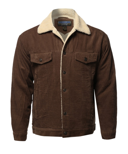 Men's Solid Corduroy Sherpa Lined Western Jacket