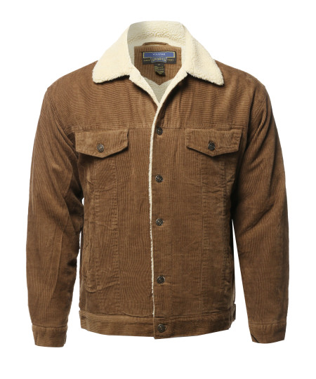 Men's Solid Corduroy Sherpa Lined Western Jacket