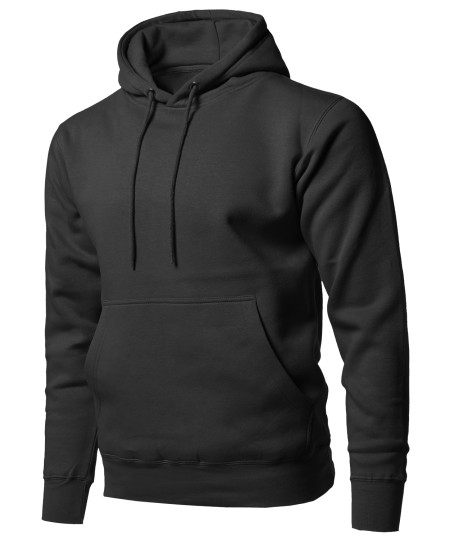 Men's Causal Solid Soft French Terry Long Sleeve Pullover Hoodie 