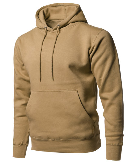 Men's Causal Solid Soft French Terry Long Sleeve Pullover Hoodie 