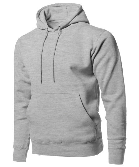 Men's Causal Solid Soft French Terry Long Sleeve Pullover Hoodie 