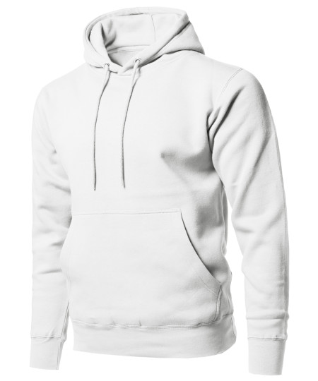 Men's Causal Solid Soft French Terry Long Sleeve Pullover Hoodie 