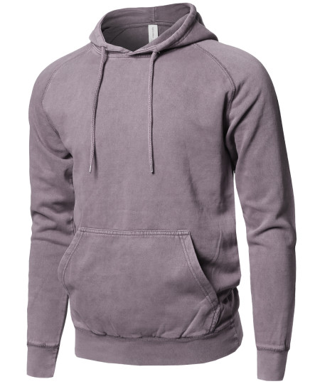 Men's Mineral Washed Raglan Long Sleeve French Terry Pullover Hoodie