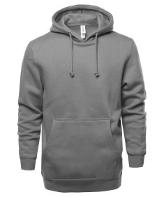 Men's Causal Solid Heavyweight Fleece Long Sleeve Hoodie