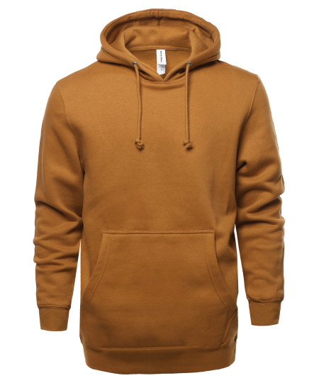 Men's Causal Solid Heavyweight Fleece Long Sleeve Hoodie