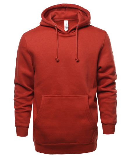 Men's Causal Solid Heavyweight Fleece Long Sleeve Hoodie