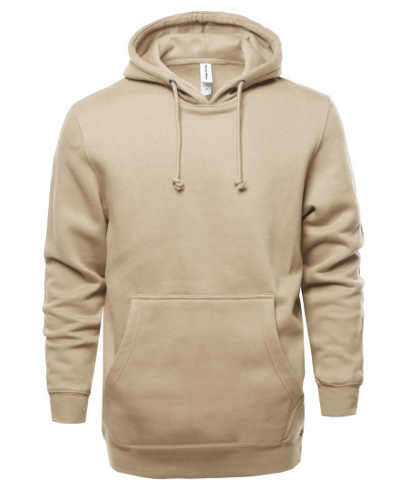 Men's Causal Solid Heavyweight Fleece Long Sleeve Hoodie