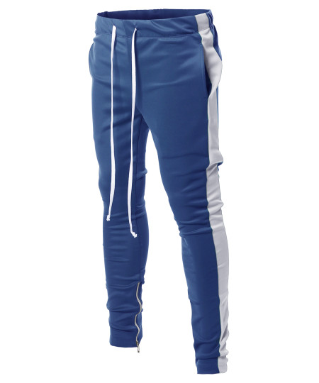 Men's Side Panel Long Length Drawstring Ankle Zipper Track Pants