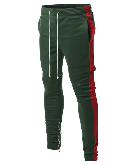 Men's Side Panel Long Length Drawstring Ankle Zipper Track Pants