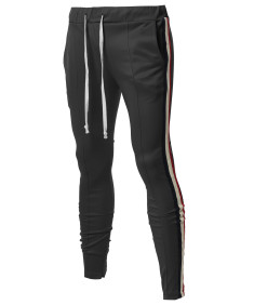 Men's Casual 3 Lined Zipper with Taped Ankle Zipper Track Pants