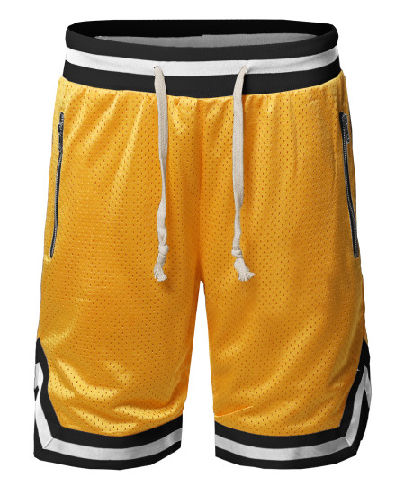 Men's Casual Active Sports Side pokets with Zipper Double Meshed Shorts 