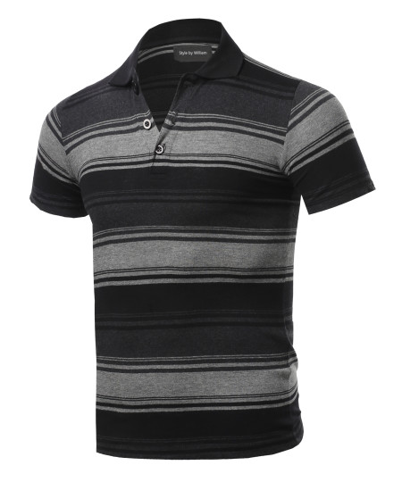 Men's Casual Regular fit Cotton Basic Striped Short Sleeve Polo T-Shirt