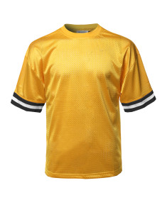 Men's Casual Active Sports Round Neck Short Sleeve Mesh Stripe Jersey T-Shirt