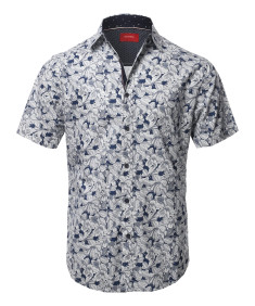 Men's Printed Cotton Casual Button Down Short Sleeve Shirt