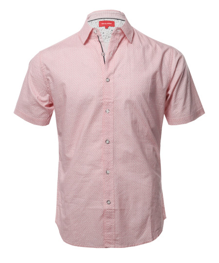 Men's Printed Cotton Casual Button Down Short Sleeve Shirt