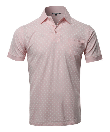 Men's Casual Comfortable Printed Chest Pocket Short Sleeve Polo T-Shirt