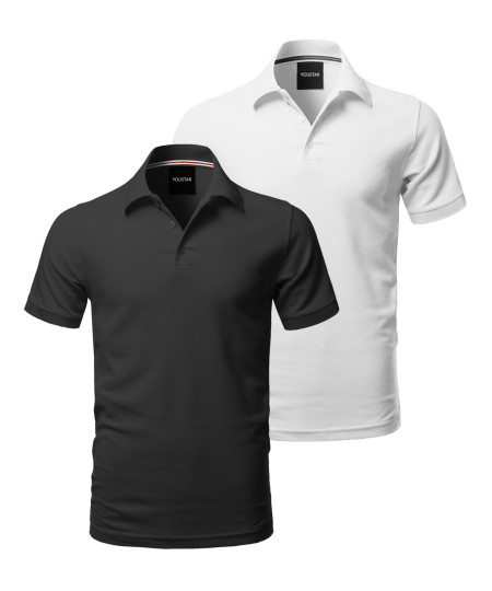 Men's Solid Short Sleeves Basic Quality Side Slit Performance Polo Shirt