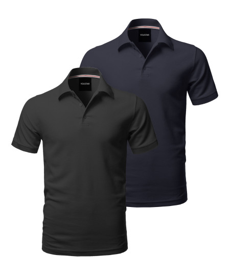 Men's Solid Short Sleeves Basic Quality Side Slit Performance Polo Shirt