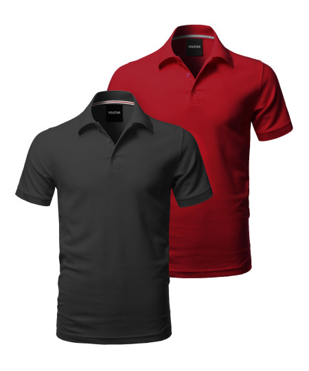 Men's Solid Short Sleeves Basic Quality Side Slit Performance Polo Shirt