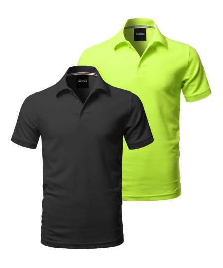 Men's Solid Short Sleeves Basic Quality Side Slit Performance Polo Shirt